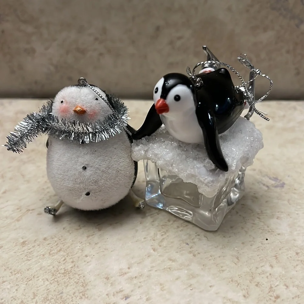 Vintage lot of 2 Penguin Christmas Ornaments Kurt S Adler